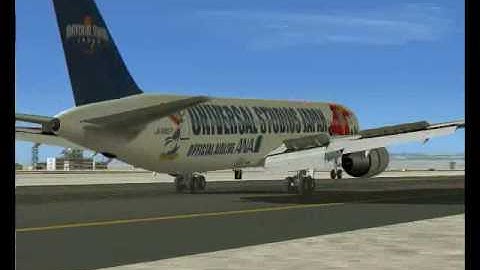 FS2004 All Nippon Airways 767-381ER pousando em Sendai