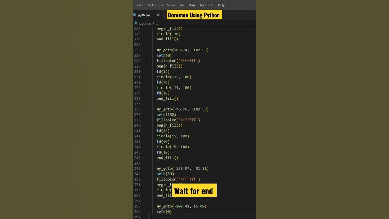 Simple Python code to draw Doremon #shorts #programming #python #code # ...
