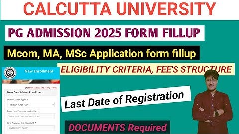 CALCUTTA UNIVERSITY PG ADMISSION 2025 | Online Application form fillup |fee