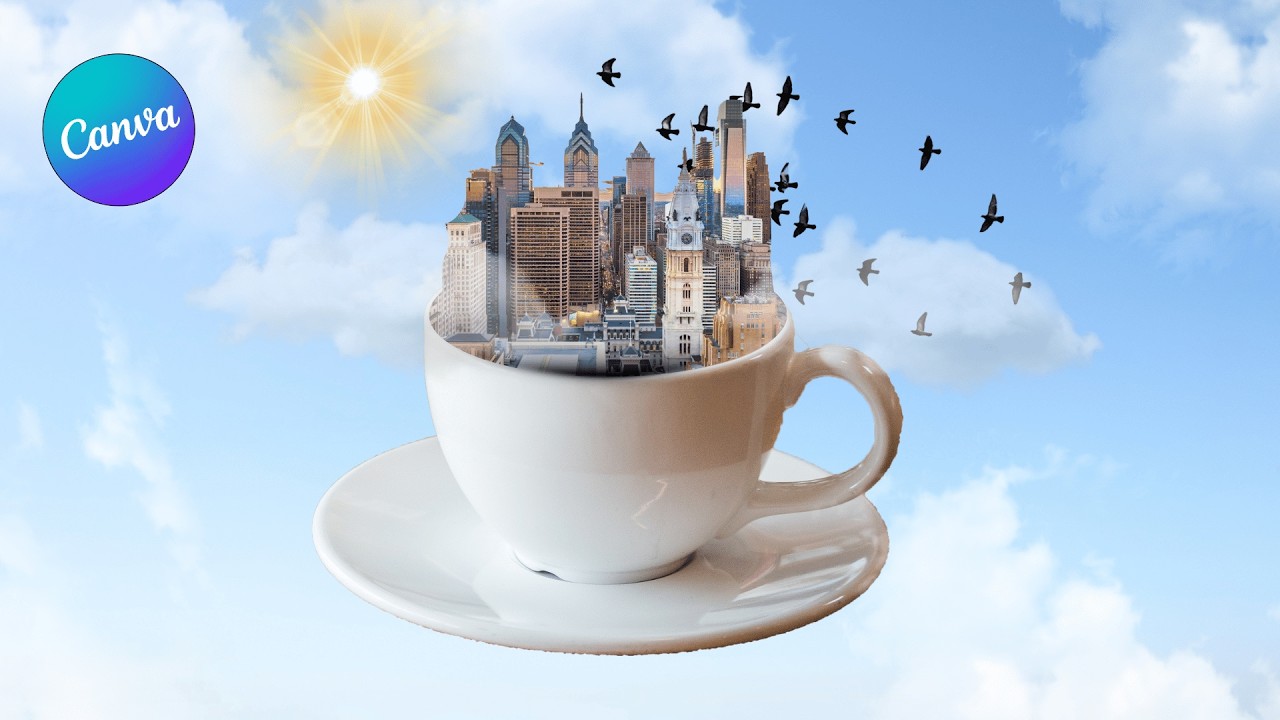 Easy Photo Manipulation in Canva: Add a City Inside a Cup