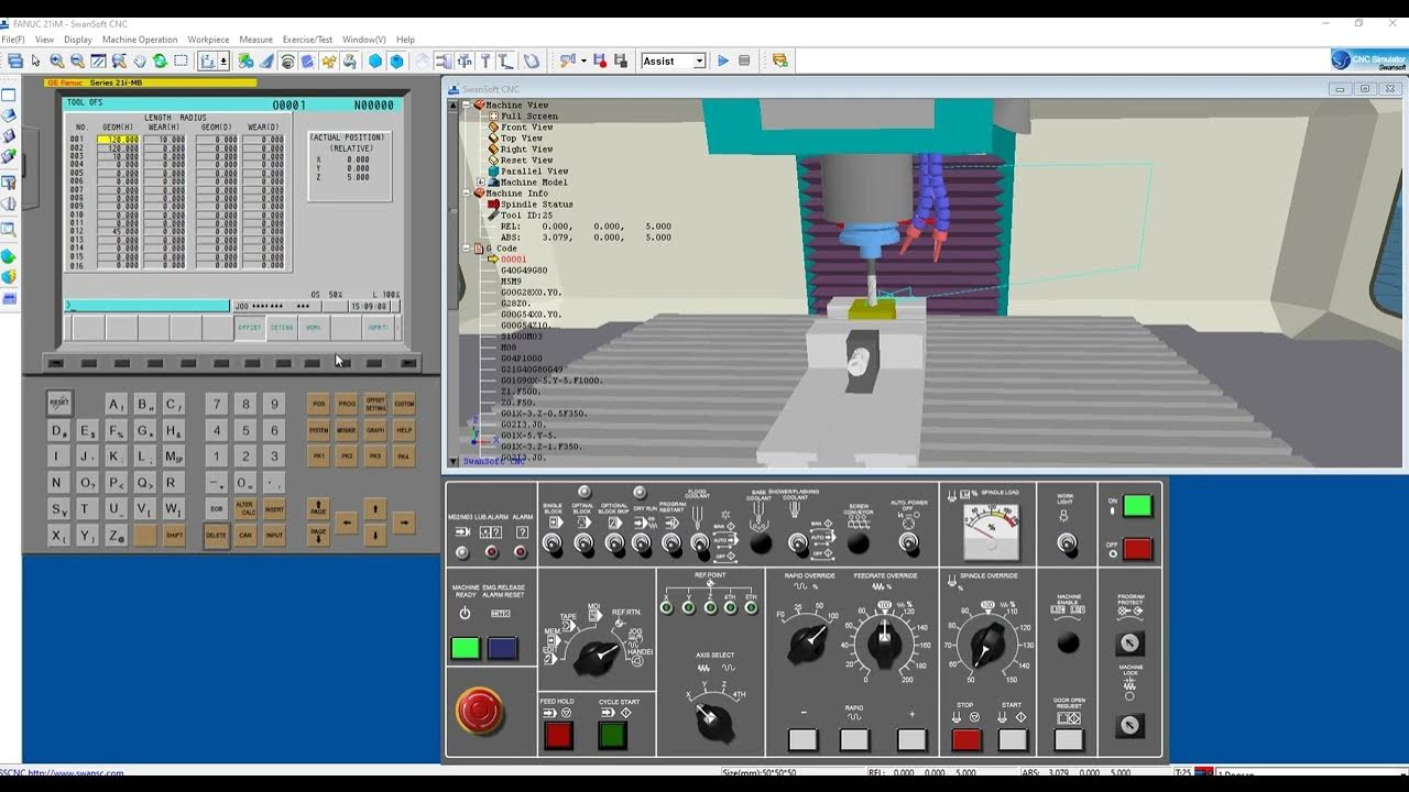 Tutorial SSCNC Fanuc 21iM Setting Zero and Input program YouTube