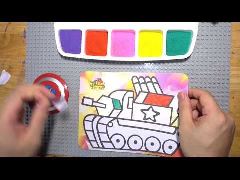 Tô màu tranh cát xe tăng gắn tên lửa - How to color sand rocket tank - Đồ chơi trẻ em - Cầu Vồng TV