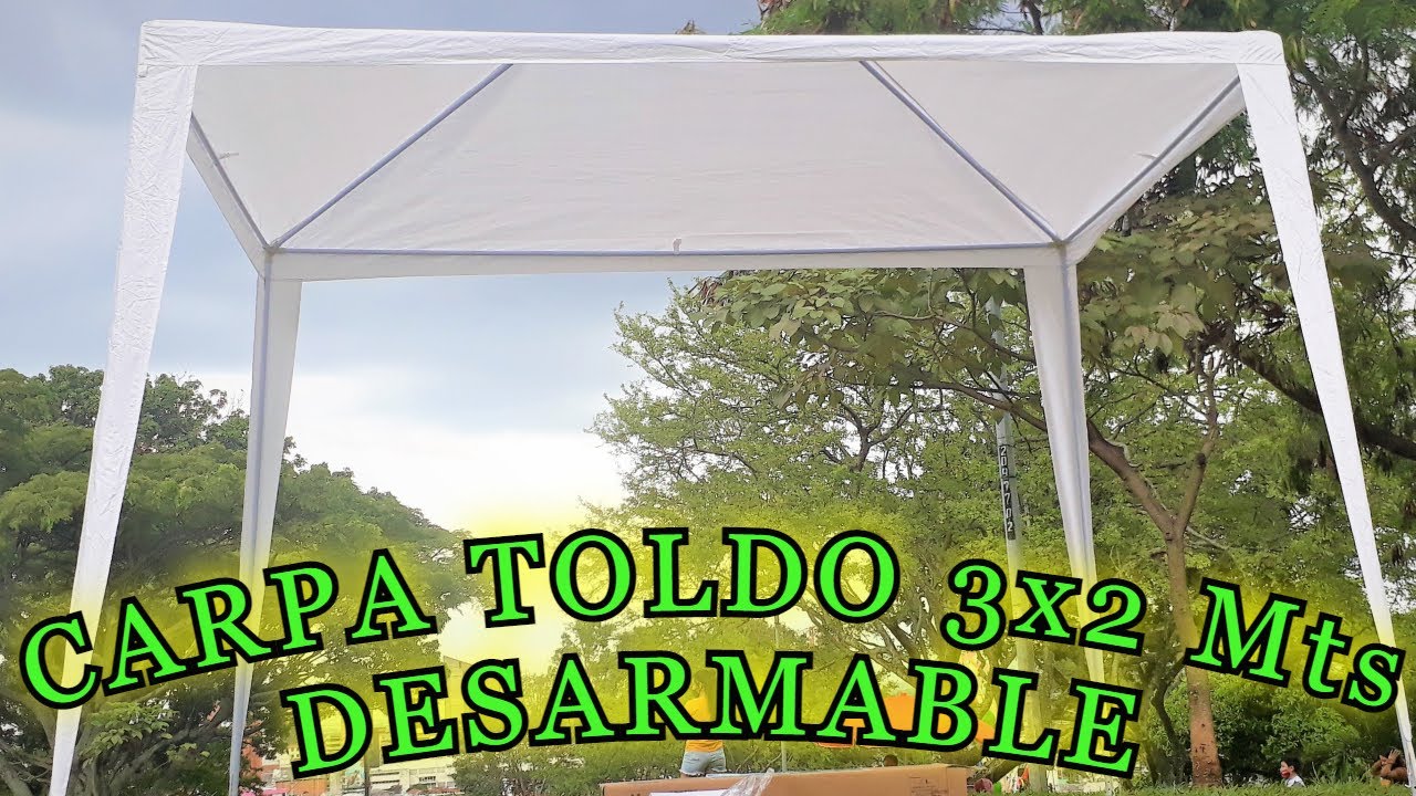 Cusco novato Elegante Carpa Toldo 3x2 Mts desarmable Blanco Tubería Hierro. Como armar y desarmar  Parasol Gazebo. 4k 2021 - YouTube