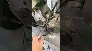 FEDA  three rollers hydraulic thread rolling machine FD-P15T is testing in through feed mode.