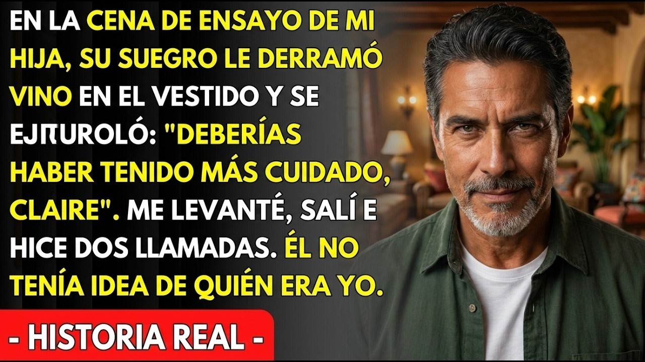 Me quedé paralizado cuando vi a mi yerno vaciar su copa de vino sobre el vestido de novia de mi hija, la noche antes de la boda, y después reírse. "Debiste tener más cuidado", le dijo su padre. Yo...