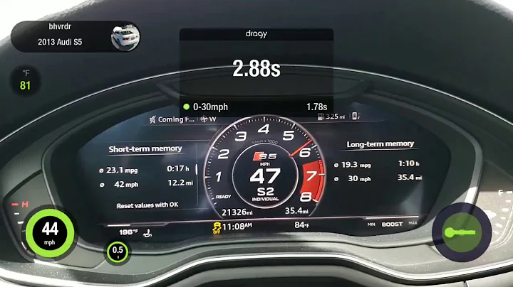2018 Audi b9 s5 bone stock draggy 1/4 mile and 0-60mph times