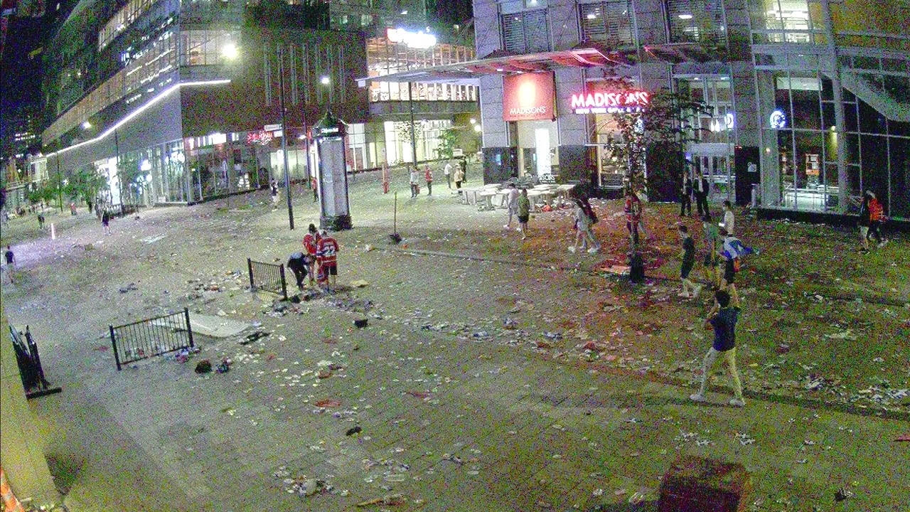 Fans react to MTL-VGK Game 6 outside the Bell Centre