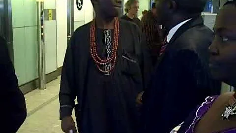 ARIVAL OF OLOMU OF OMU-ARAN HRH OBA CHARLES OLADELE IBITOYE ND HIS OLORI AT HEATHROW 22/07/09