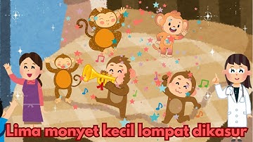 lima monyet kecil lompat di kasur | lagu anak populer | five little monkeys