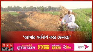 খাল খননের মাটিতে নষ্ট সোনার ফসল | Sirajganj | Canal Digging | Somoy TV