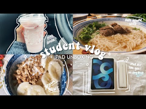 productive vlog! ipad air 4 & Apple Pencil 2 unboxing, studying, yummy food 🍎