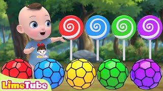 Playing Squishy Ball | Wheels On The Bus | Nursery Rhymes & Kids Songs | Kindergarten | LimeAndToys