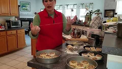 Neat Baking Tip: How to cut perfect cinnamon rolls using tooth floss.