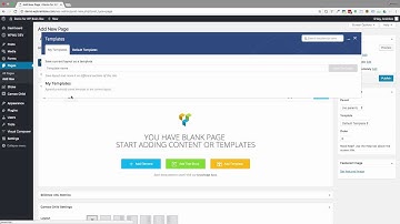 Add a default visual composer template to a new page