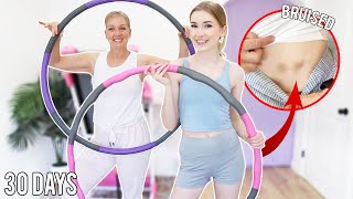 Trying the 30 Day WEIGHTED Hula Hoop Challenge !! *we bruised..quickly*
