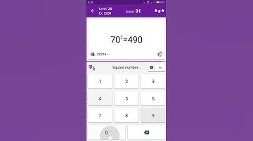 Math Tricks - Training mode - square numbers between 70 and 79 - level 020 (Number Keyboard)