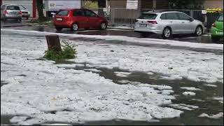 Winter in summer in Germany  An exceptional hailstorm covers Reutlingen today 