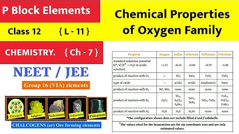 #Group 16 Oxygen family Chemical properties of Elements II Class 12 Chemistry Ch 07 L 11  NEET / JEE