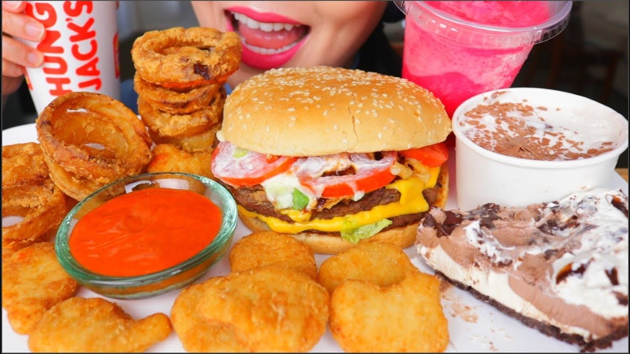 ASMR BURGER KING FEAST HUNGRY JACKS WHOPPER ONION RINGS CHOCOLATE