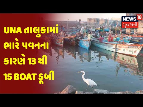 Una તાલુકામાં ભારે પવનના કારણે 13 થી 15 Boat ડૂબી | News18 Gujarati