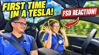 My Coworker Tried Tesla FSD for the FIRST Time… Her Reaction Was Priceless!