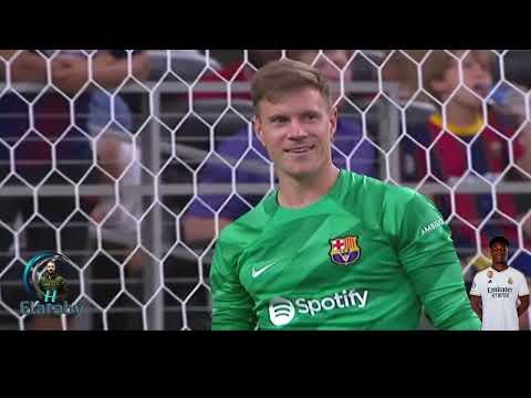 صاروخ من تشواميني لاعب ريال مدريد لكن العارضة وشتيجن يمنعان الهدف