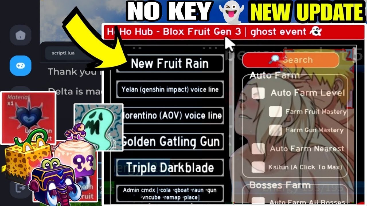 ✓ Bloxfruit Cheats (NO KEY)✓ Flight Farm Fruit Raid Esp Etc