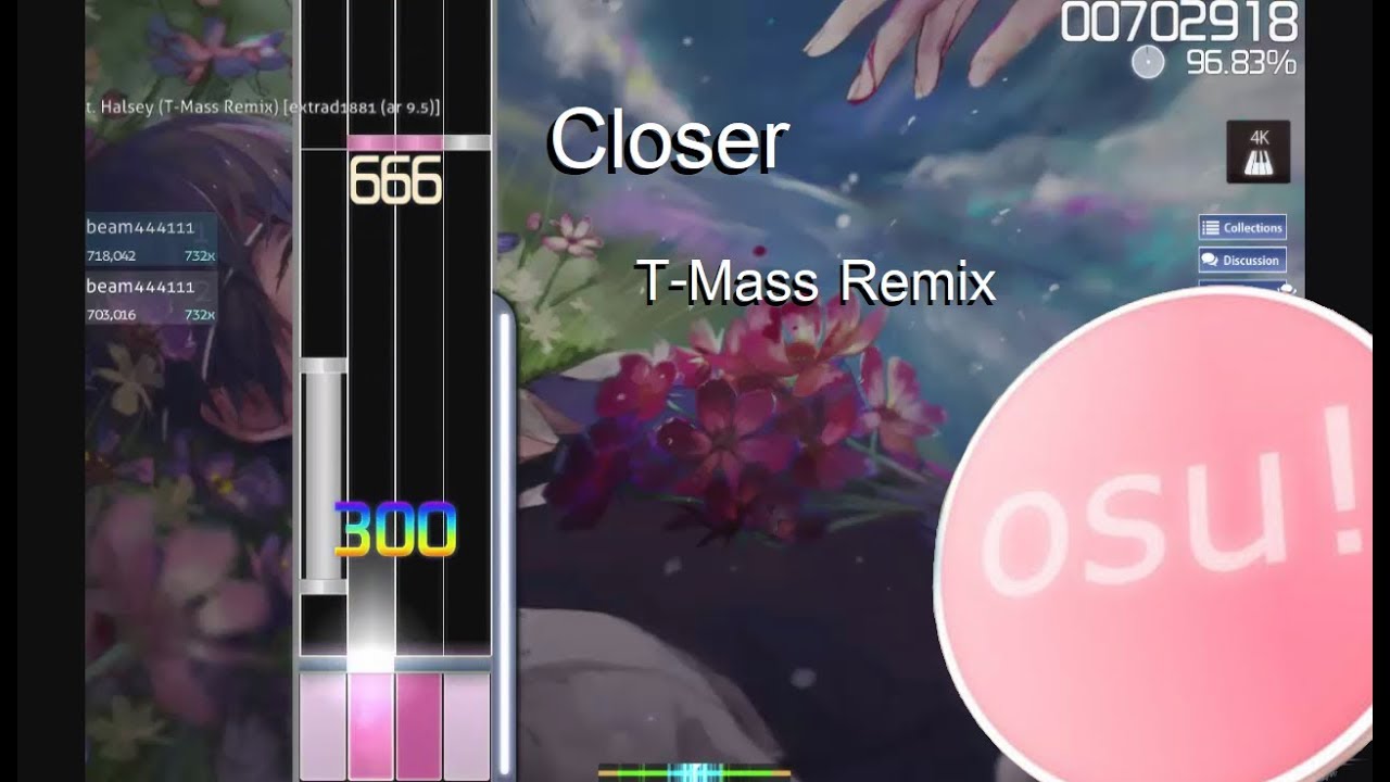 Osu!4K The Chainsmokers Closer ft. Halsey (TMass Remix) YouTube