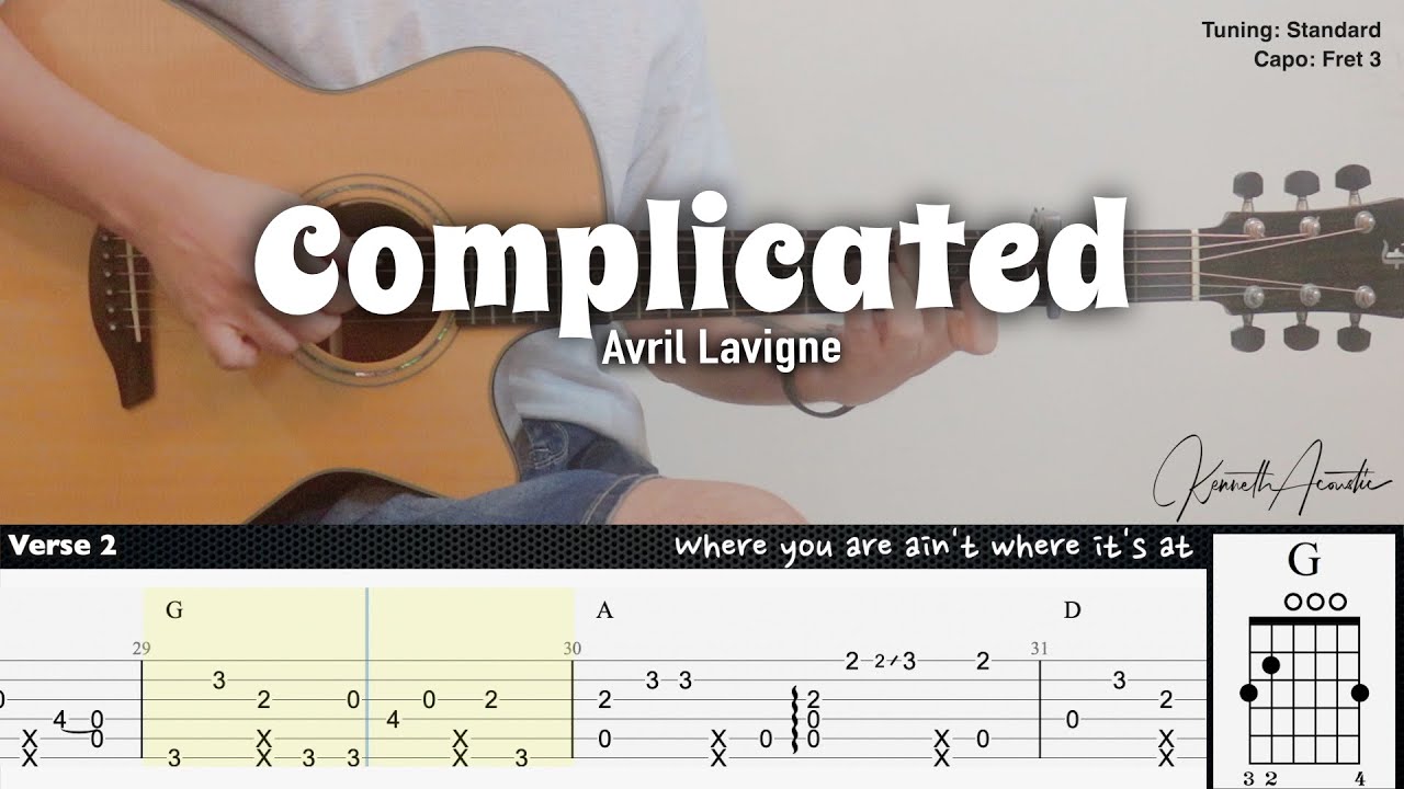 Complicated - Avril Lavigne | Fingerstyle Guitar | TAB + Chords + Lyrics Complicated - Avril Lavigne | Fingerstyle Guitar | TAB + Chords + Lyrics