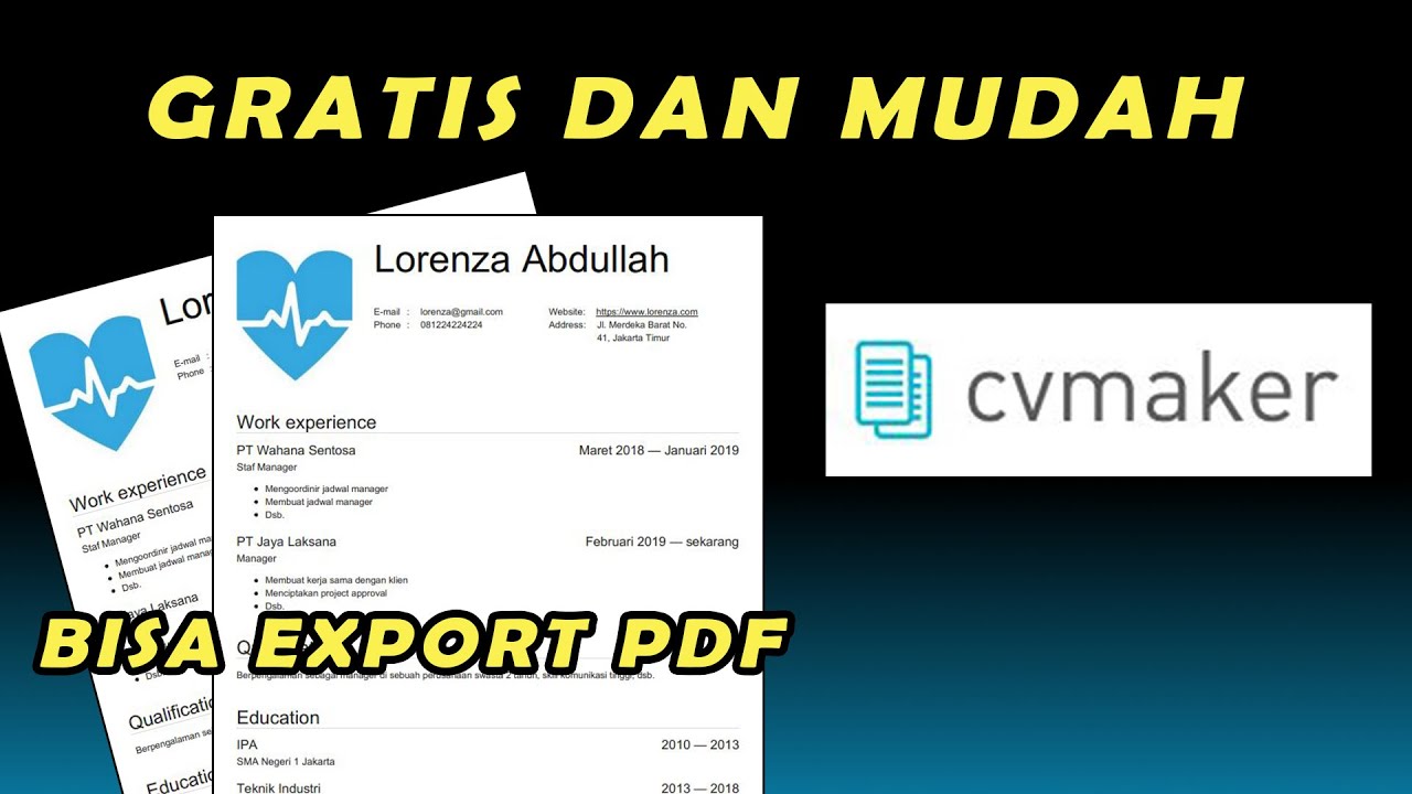 CARA MEMBUAT CURRICULUM VITAE DI CV MAKER GRATIS | TIDAK SAMPAI 10
