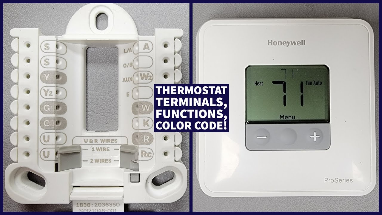 Honeywell Thermostat Instructions, Wire Terminals, Functions, Color