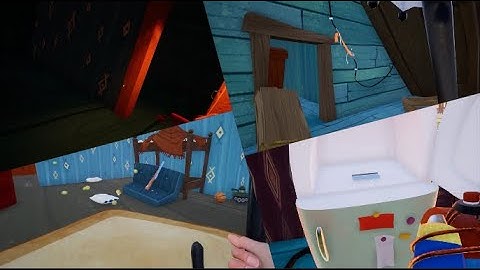 Hello neighbor alpha 4 Getting Double jump  ability + hot crowbar + key card + Gun