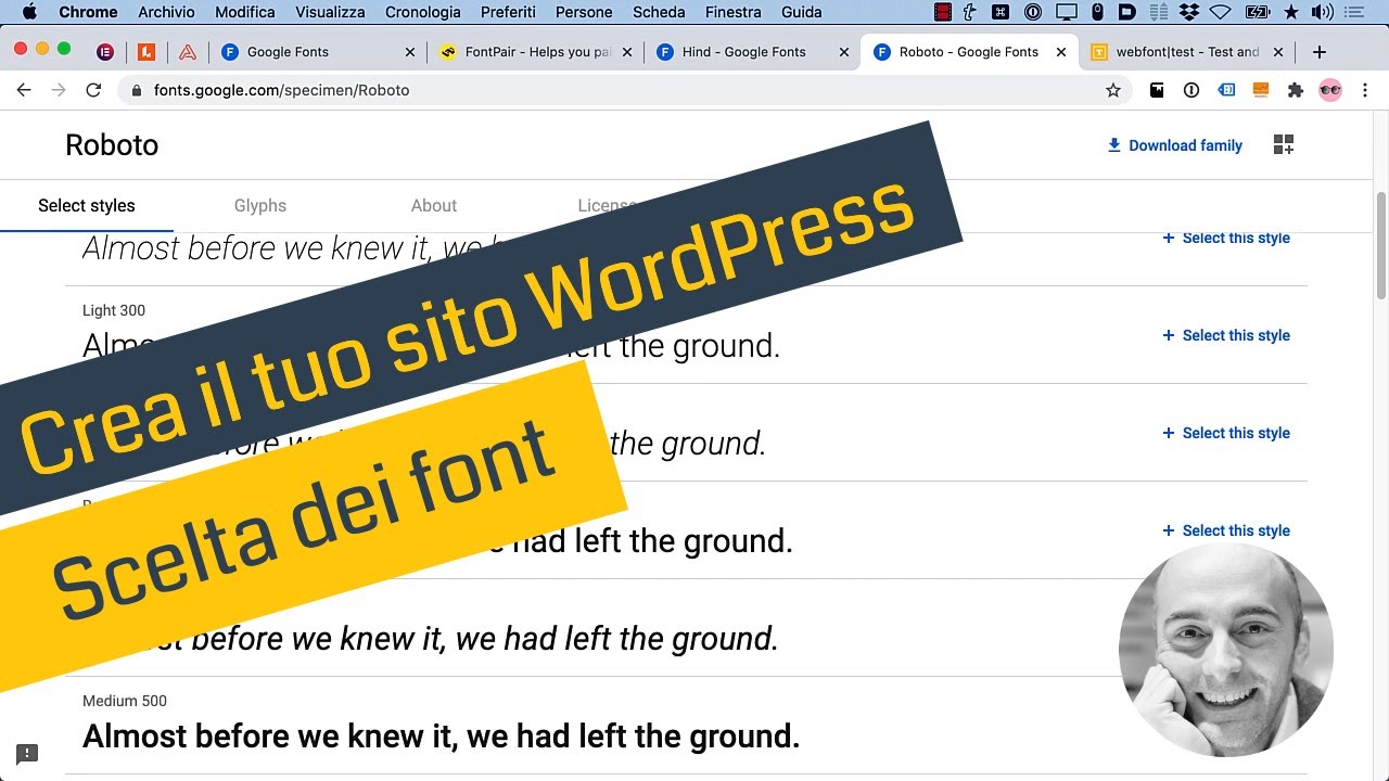 Crea il tuo sito WordPress - Scelta dei font da utilizzare