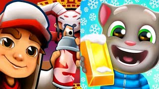 My Talking Tom Gold Run vs Subway Surfers All Levels Gameplay - Android iOS walkthrough screenshot 5