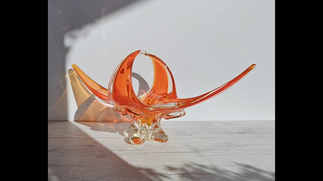 Chalet Glassworks Handblown Tangelo Splash Statement Centrepiece
