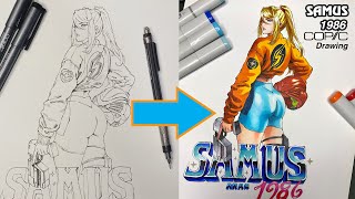 Drawing Samus Metroid Dread with Copic Markers | Metroid Nintendo |Multiliner