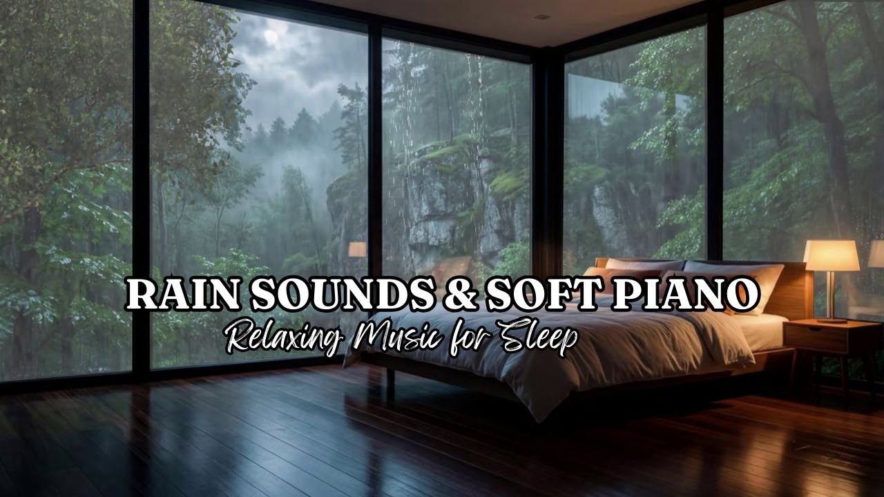 10 Hours of Rain Sounds with Calming Music for Sleeping 🎶 Gentle Piano + Soft Rain to Relieve Stress