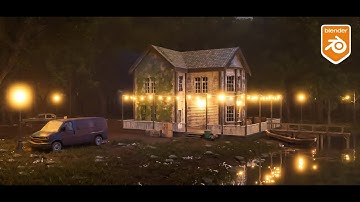 The Haunted Wooden House by The Lake / Speed Modeling / Time Lapse / Concept Art / Blender 3d / b3d