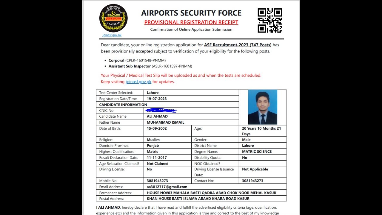 How to Download ASF Registration Test Slip ASF Jobs 2023 YouTube