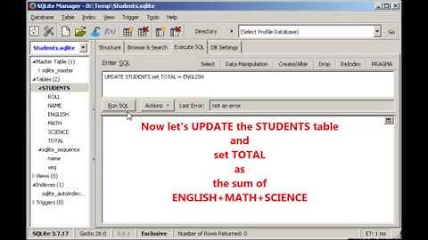 How to sum the column values and update in another column using Sqlite Sqlite Update query