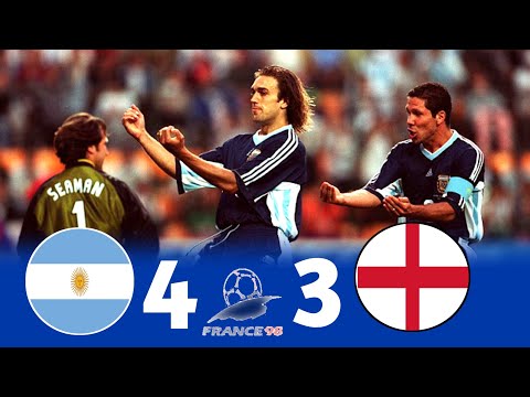 Argentina 2 (4) × 2 (3) England | 1998 World Cup Extended Highlights & Goals + Penalties HD