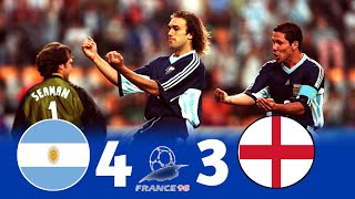 Argentina 2 (4) × 2 (3) England | 1998 World Cup Extended Highlights & Goals   Penalties HD