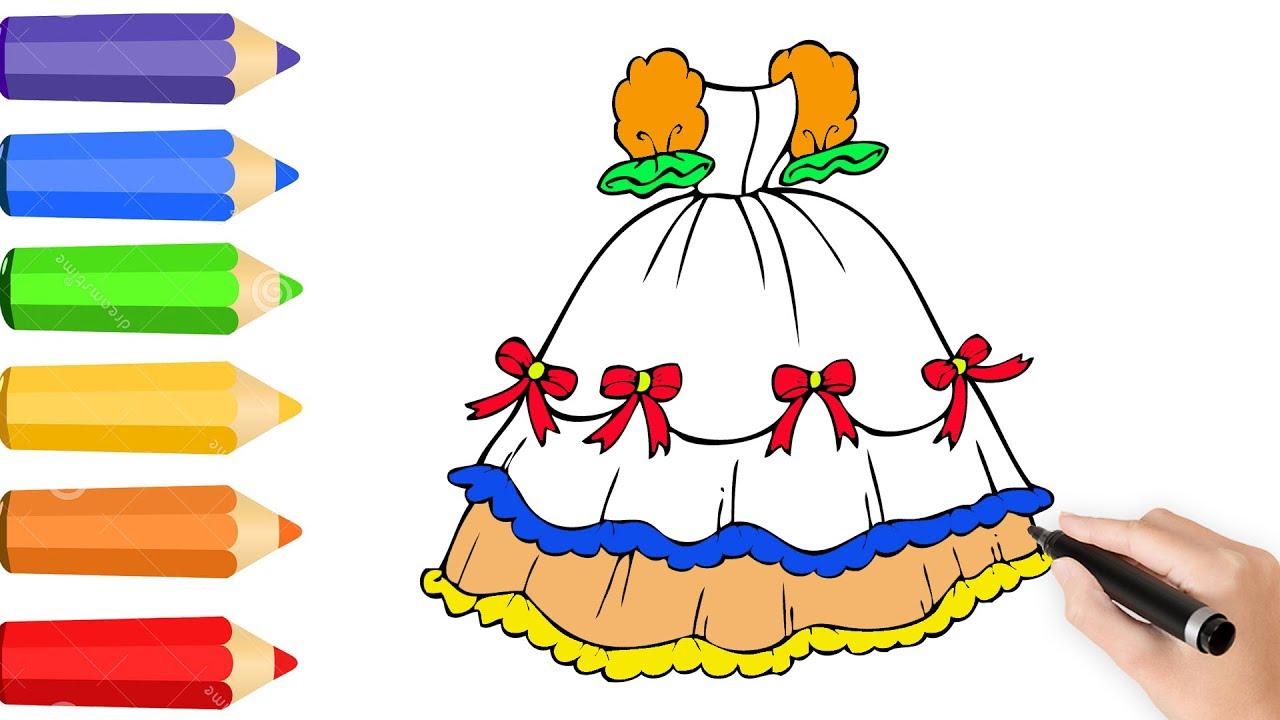 How to Draw Rainbow Dresses Princess | Coloring Pages for Girls