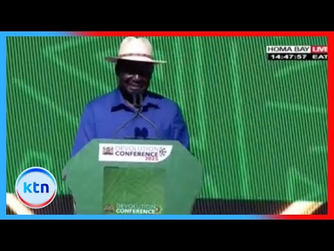 Raila addresses delegates on second day of Devolution Conference in Homa Bay.
