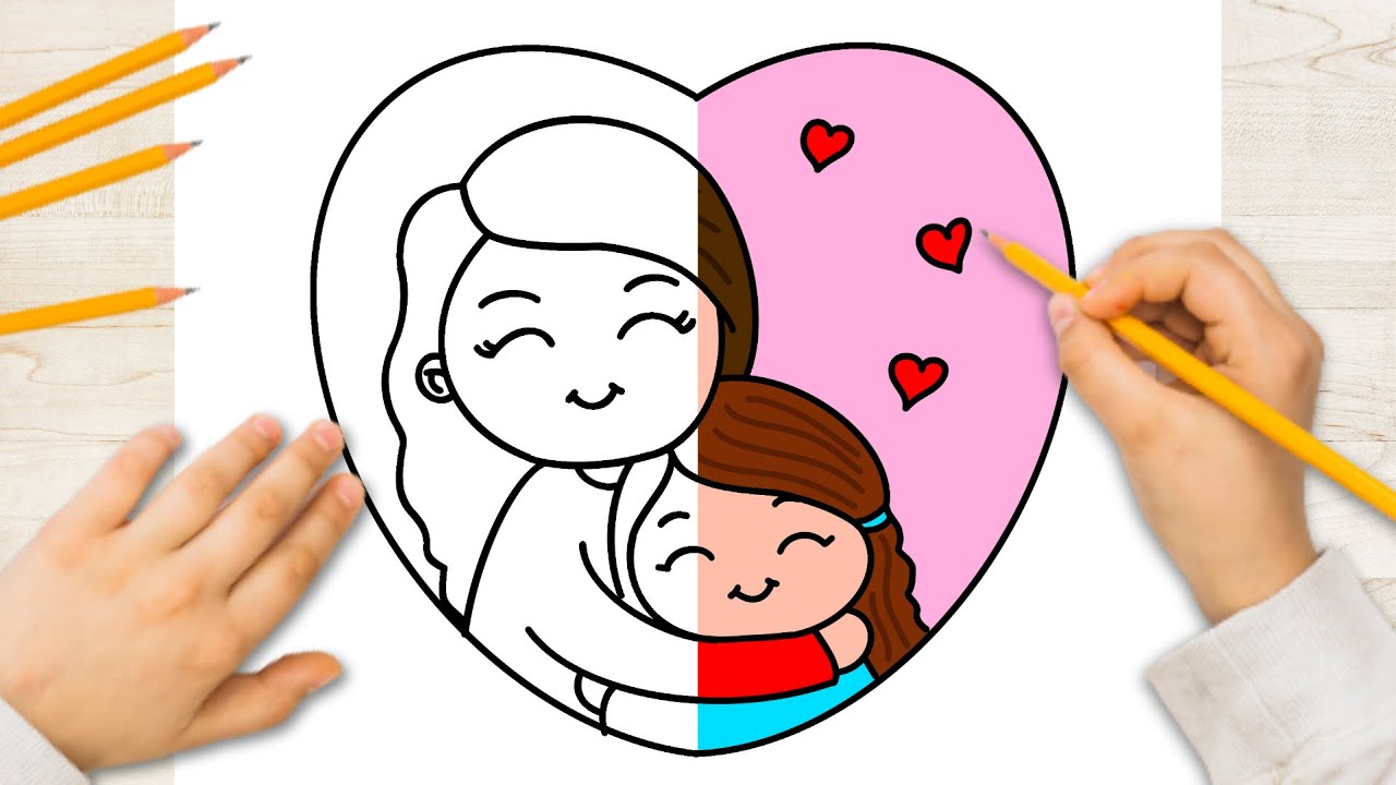 Mae E Filha Desenho Facil - FDPLEARN