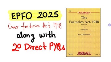 🔥 EPFO 2025 🔥 Factories Act 1948 🔥 Part 2 🔥 20 Direct PYQs from this Act 🔥