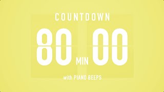 80 Minutes Countdown Timer Flip Clock / + Piano Beeps 🎹