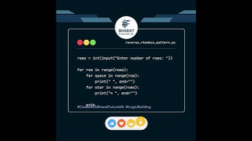 REVERSE RHOMBUS PATTERN in Python 🔥| Bharat Futurist AI | Day 9 | #shorts #python