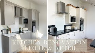 KITCHEN RENOVATION - BEFORE & AFTER / LAURA BYRNES /SHAKER KITCHEN, CIMSTONE QUARTZ