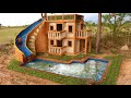 Build  Water Slide Park  Into Underground Swimming Pool and Swimming pool Top 3 Story Design House